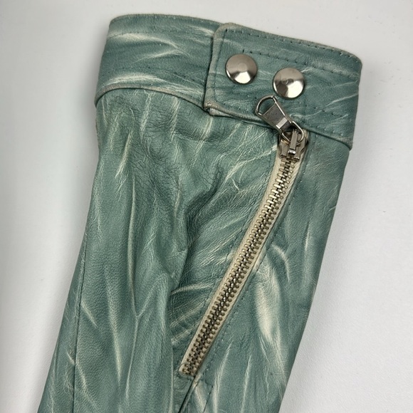 Sabani turquoise white marbled leather jacket made in Italy size xxs - Picture 14 of 15